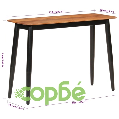 Конзолна маса, 110x40x76 cм, мангово дърво масив и желязо ➤ топ цена ➤ sorbe.bg