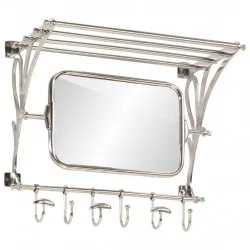 Поставка за багаж със закачалки и огледало, за стена, алуминий