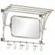 Поставка за багаж със закачалки и огледало, за стена, алуминий