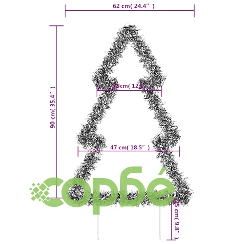 Коледна светеща украса с шипове за земя, 115 LED, 90 см ➤ топ цена ➤ sorbe.bg