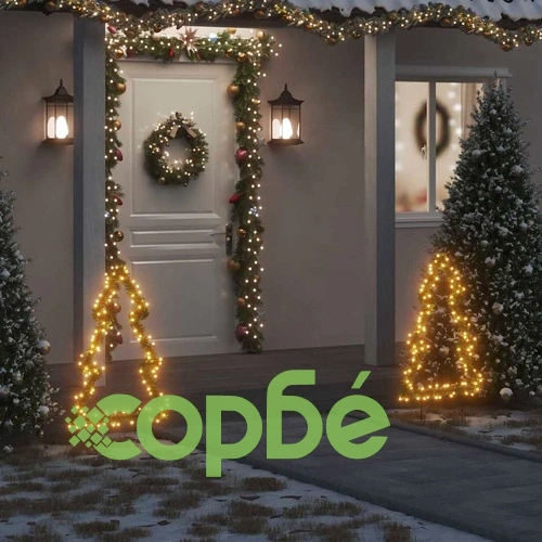 Коледна светеща украса с шипове за земя, 115 LED, 90 см ➤ топ цена ➤ sorbe.bg