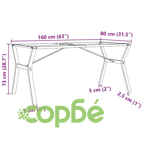 Крака за трапезна маса, Y-рамка, 160x80x73 см, стомана ➤ топ цена ➤ sorbe.bg