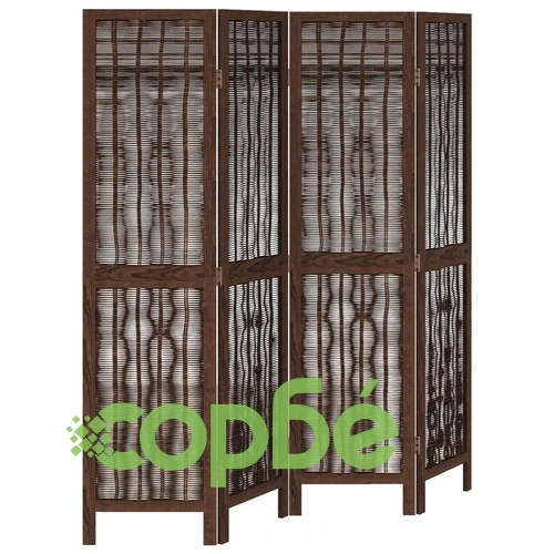 Разделител за стая, 4 панела, тъмнокафяв, дърво пауловния масив ➤ топ цена ➤ sorbe.bg