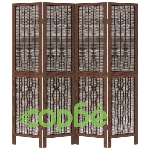 Разделител за стая, 4 панела, тъмнокафяв, дърво пауловния масив ➤ топ цена ➤ sorbe.bg