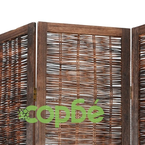 Разделител за стая, 4 панела, тъмнокафяв, дърво пауловния масив ➤ топ цена ➤ sorbe.bg