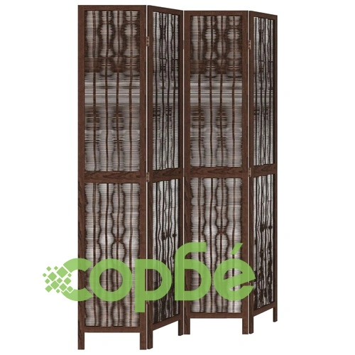 Разделител за стая, 4 панела, тъмнокафяв, дърво пауловния масив ➤ топ цена ➤ sorbe.bg