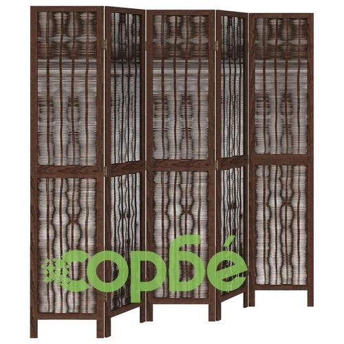 Разделител за стая, 5 панела, тъмнокафяв, дърво пауловния масив ➤ топ цена ➤ sorbe.bg