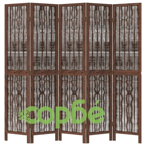 Разделител за стая, 5 панела, тъмнокафяв, дърво пауловния масив ➤ топ цена ➤ sorbe.bg