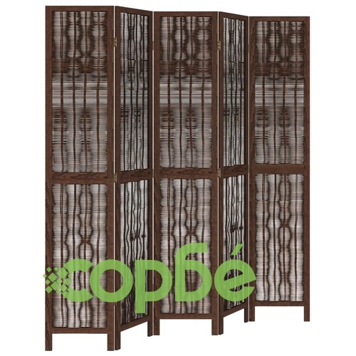 Разделител за стая, 5 панела, тъмнокафяв, дърво пауловния масив ➤ топ цена ➤ sorbe.bg
