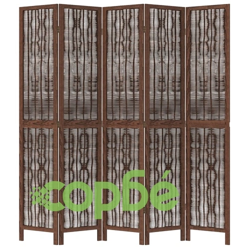 Разделител за стая, 5 панела, тъмнокафяв, дърво пауловния масив ➤ топ цена ➤ sorbe.bg