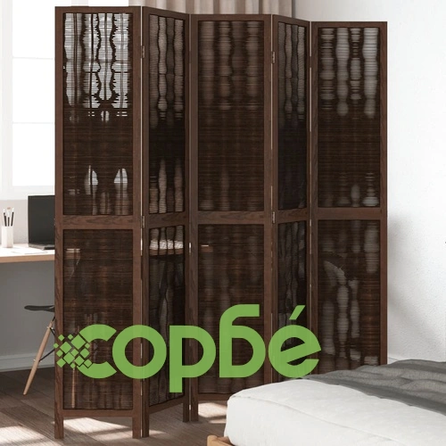 Разделител за стая, 5 панела, тъмнокафяв, дърво пауловния масив ➤ топ цена ➤ sorbe.bg