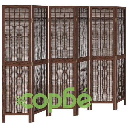 Разделител за стая, 6 панела, тъмнокафяв, дърво пауловния масив ➤ топ цена ➤ sorbe.bg