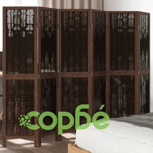 Разделител за стая, 6 панела, тъмнокафяв, дърво пауловния масив ➤ топ цена ➤ sorbe.bg