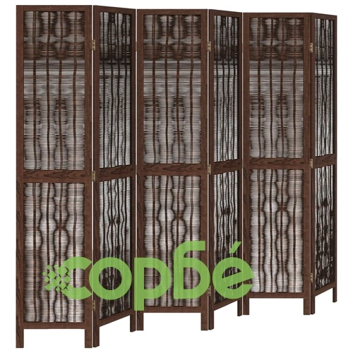 Разделител за стая, 6 панела, тъмнокафяв, дърво пауловния масив ➤ топ цена ➤ sorbe.bg