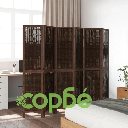 Разделител за стая, 6 панела, тъмнокафяв, дърво пауловния масив ➤ топ цена ➤ sorbe.bg