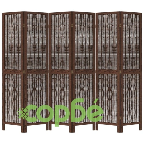 Разделител за стая, 6 панела, тъмнокафяв, дърво пауловния масив ➤ топ цена ➤ sorbe.bg