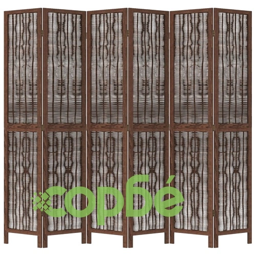 Разделител за стая, 6 панела, тъмнокафяв, дърво пауловния масив ➤ топ цена ➤ sorbe.bg