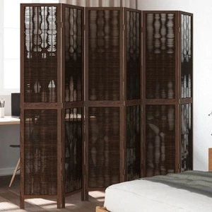 Разделител за стая, 6 панела, тъмнокафяв, дърво пауловния масив