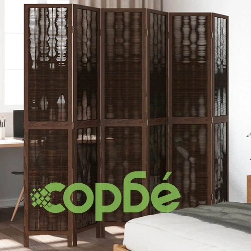 Разделител за стая, 6 панела, тъмнокафяв, дърво пауловния масив ➤ топ цена ➤ sorbe.bg