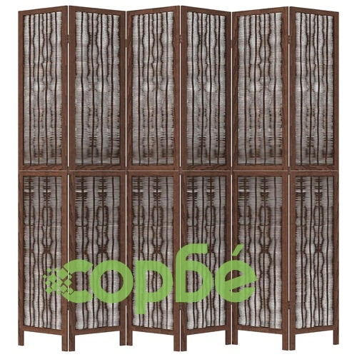 Разделител за стая, 6 панела, тъмнокафяв, дърво пауловния масив ➤ топ цена ➤ sorbe.bg