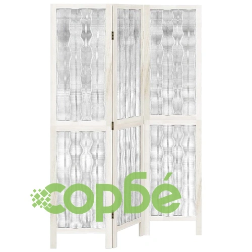 Разделител за стая, 3 панела, бял, дърво пауловния масив ➤ топ цена ➤ sorbe.bg