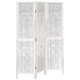 Разделител за стая, 3 панела, бял, дърво пауловния масив