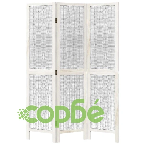 Разделител за стая, 3 панела, бял, дърво пауловния масив ➤ топ цена ➤ sorbe.bg