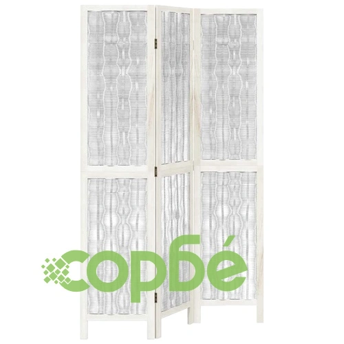 Разделител за стая, 3 панела, бял, дърво пауловния масив ➤ топ цена ➤ sorbe.bg
