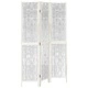 Разделител за стая, 3 панела, бял, дърво пауловния масив
