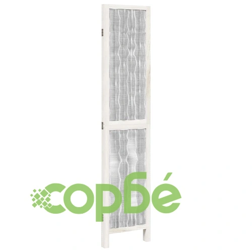 Разделител за стая, 3 панела, бял, дърво пауловния масив ➤ топ цена ➤ sorbe.bg