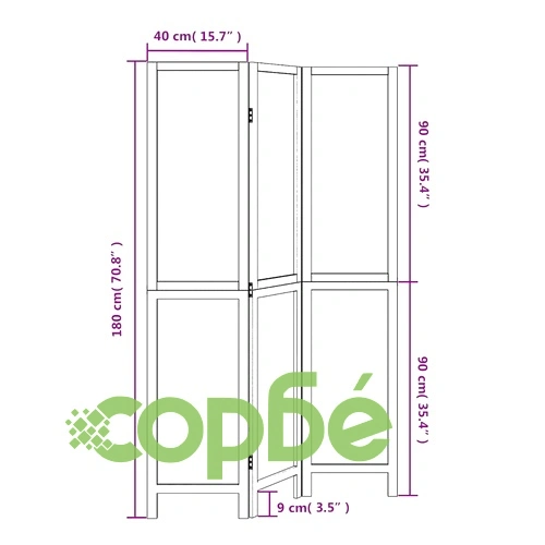 Разделител за стая, 3 панела, бял, дърво пауловния масив ➤ топ цена ➤ sorbe.bg