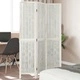 Разделител за стая, 3 панела, бял, дърво пауловния масив