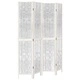 Разделител за стая, 4 панела, бял, дърво пауловния масив