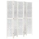 Разделител за стая, 5 панела, бял, дърво пауловния масив