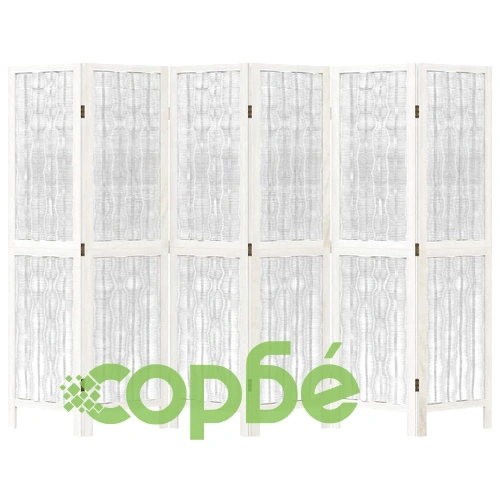 Разделител за стая, 6 панела, бял, дърво пауловния масив ➤ топ цена ➤ sorbe.bg