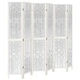 Разделител за стая, 6 панела, бял, дърво пауловния масив