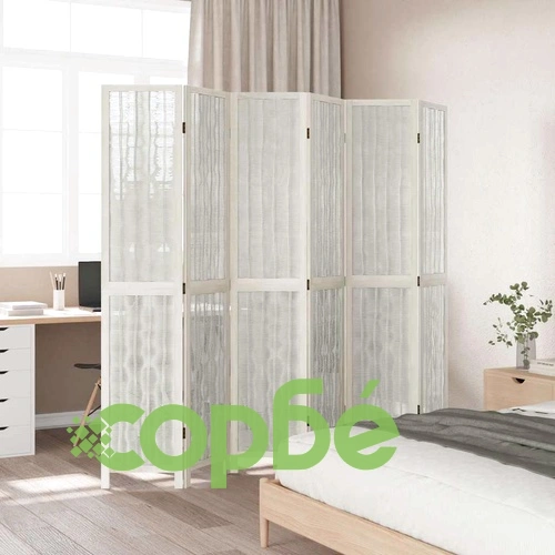 Разделител за стая, 6 панела, бял, дърво пауловния масив ➤ топ цена ➤ sorbe.bg