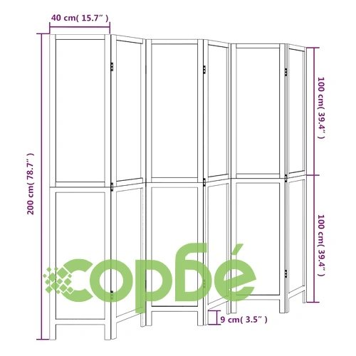 Разделител за стая, 6 панела, бял, дърво пауловния масив ➤ топ цена ➤ sorbe.bg