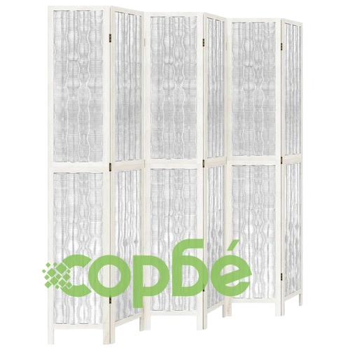 Разделител за стая, 6 панела, бял, дърво пауловния масив ➤ топ цена ➤ sorbe.bg