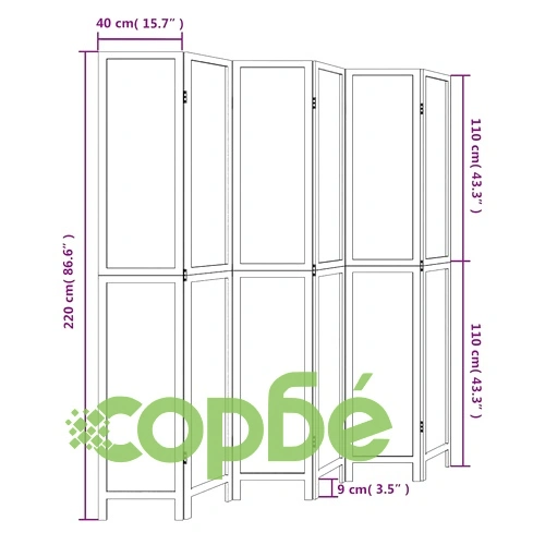Разделител за стая, 6 панела, бял, дърво пауловния масив ➤ топ цена ➤ sorbe.bg