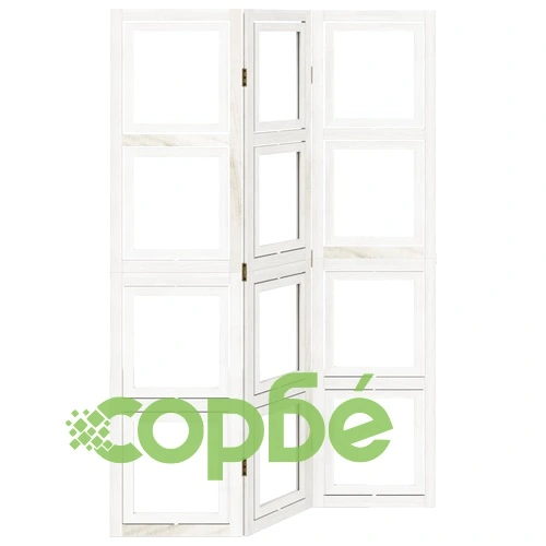 Разделител за стая, 3 панела, бял, дърво пауловния масив ➤ топ цена ➤ sorbe.bg