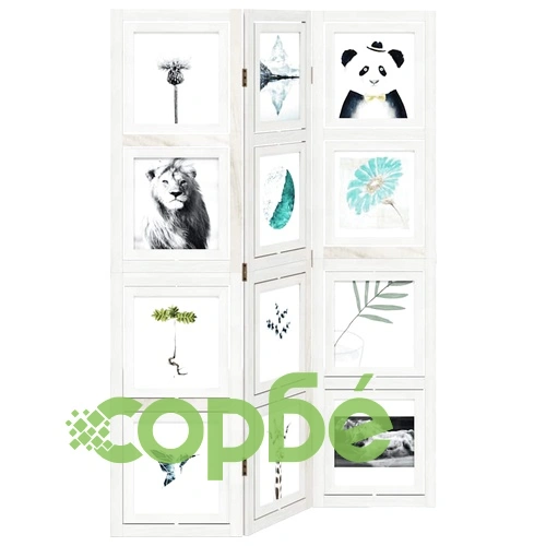 Разделител за стая, 3 панела, бял, дърво пауловния масив ➤ топ цена ➤ sorbe.bg