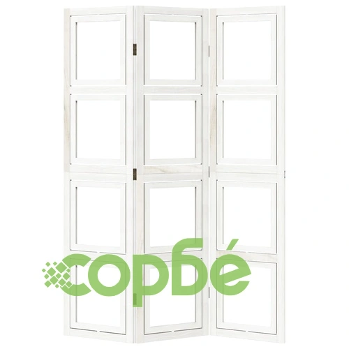 Разделител за стая, 3 панела, бял, дърво пауловния масив ➤ топ цена ➤ sorbe.bg