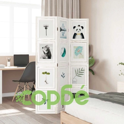 Разделител за стая, 3 панела, бял, дърво пауловния масив ➤ топ цена ➤ sorbe.bg