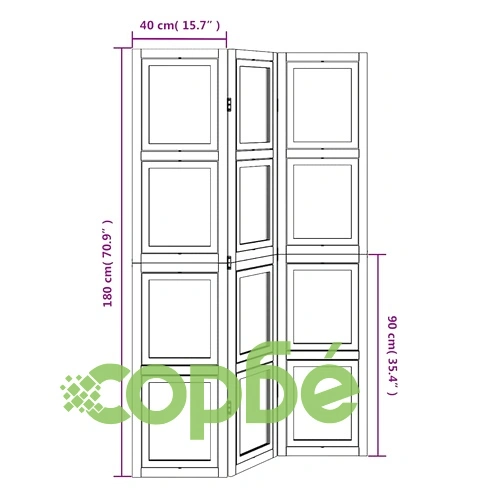 Разделител за стая, 3 панела, бял, дърво пауловния масив ➤ топ цена ➤ sorbe.bg