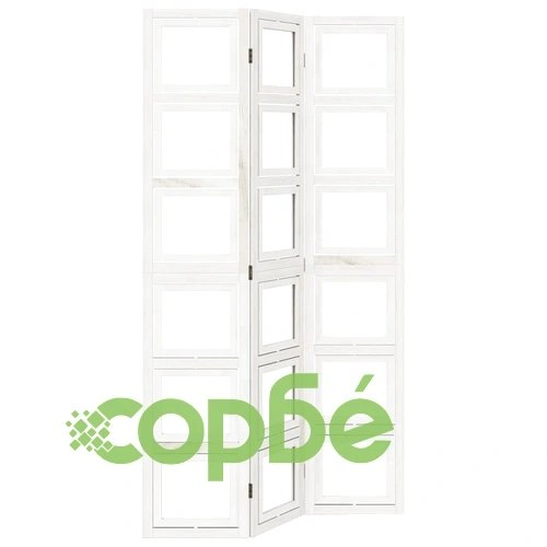 Разделител за стая, 3 панела, бял, дърво пауловния масив ➤ топ цена ➤ sorbe.bg