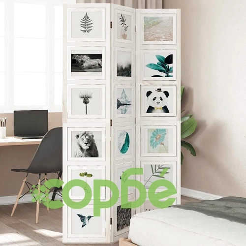 Разделител за стая, 3 панела, бял, дърво пауловния масив ➤ топ цена ➤ sorbe.bg