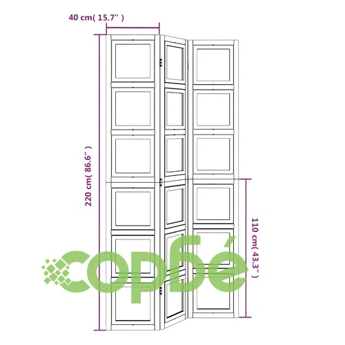 Разделител за стая, 3 панела, бял, дърво пауловния масив ➤ топ цена ➤ sorbe.bg
