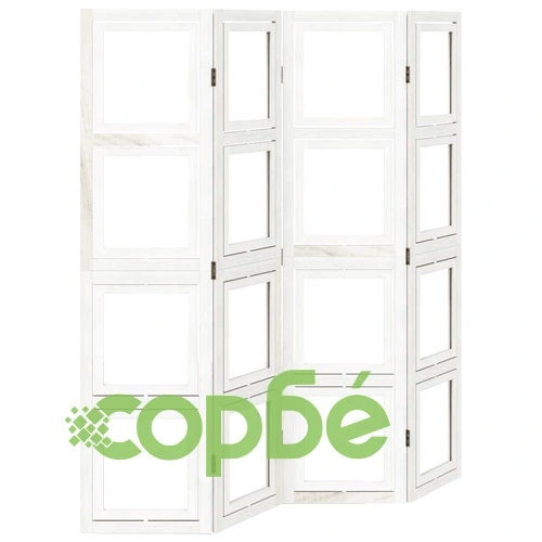 Разделител за стая, 4 панела, бял, дърво пауловния масив ➤ топ цена ➤ sorbe.bg