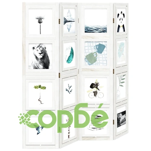 Разделител за стая, 4 панела, бял, дърво пауловния масив ➤ топ цена ➤ sorbe.bg